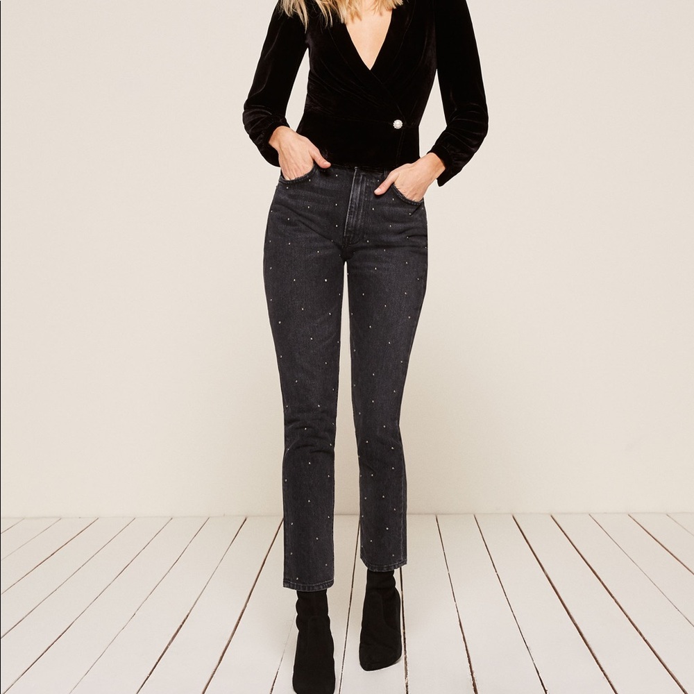 Reformation Harley Black Studded Jeans